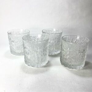 4 Mid Century Modern MCM Goebel Bark Ice Textured Tumblers Barware